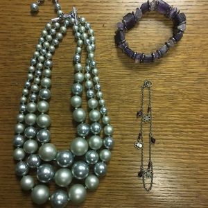 Purple and Silver Jewelry Set (3 piece)